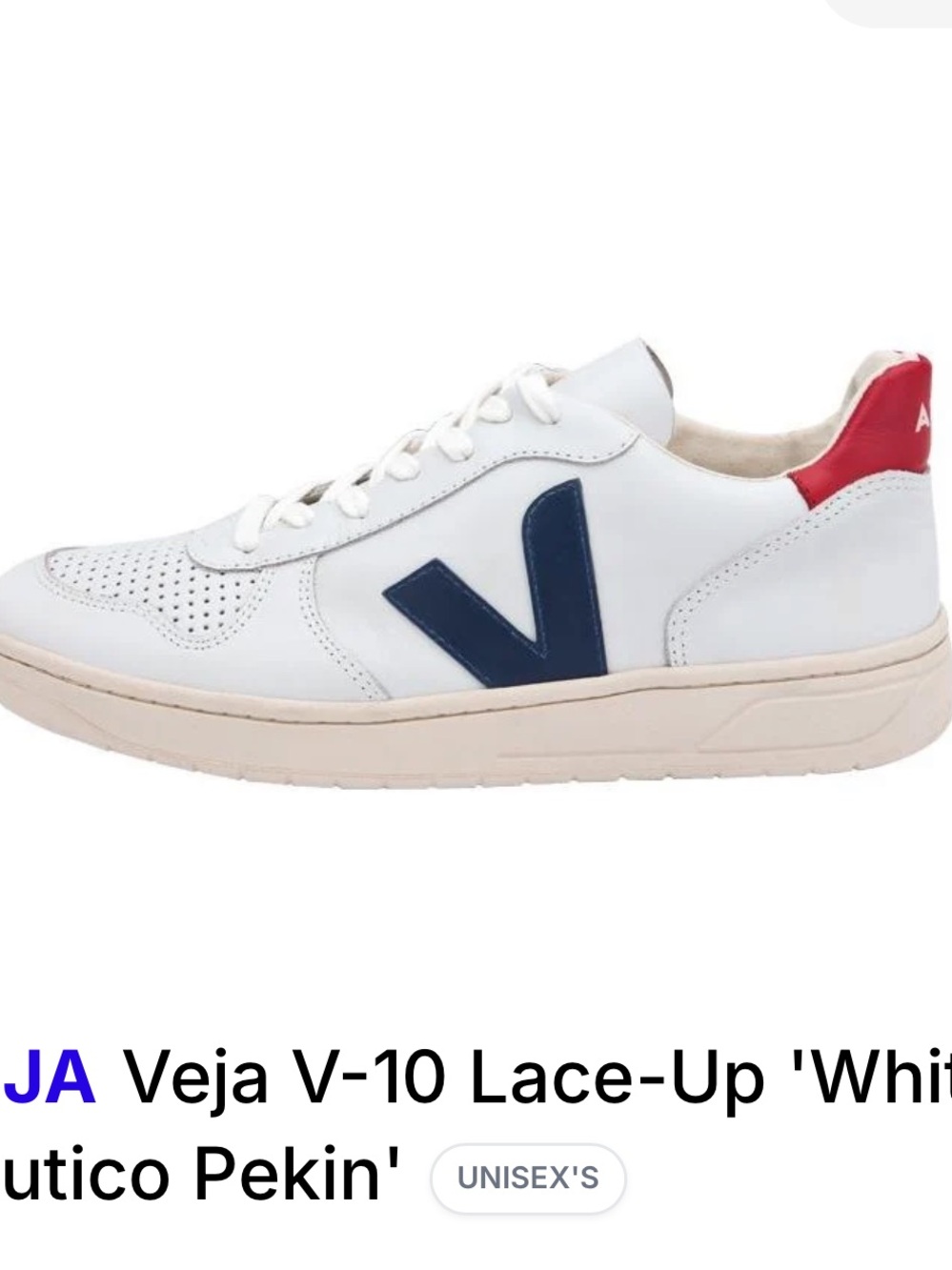 Veja V-10 Sneakers with Blue Accent and Red Heel